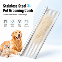 Peigne de toilettage pour animaux de compagnie en acier inoxydable personnalisé, à picots arrondis, sûr pour la peau, outil de démêlage et de retrait des poils morts pour poils longs