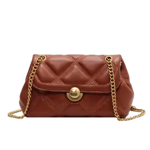 Damenhandtaschen Vintage-Handtasche Viereckige Crossbody-Tasche Leder Münzbörsen kleine Kette Damen-Schultertaschen