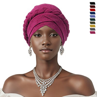 Nuevo Turbante de Color Sólido con Lentejuelas, Gorro Musulmán con Trenza Pequeña, Gorras de Algodón Transpirable con Certificación CE para Uso Diario