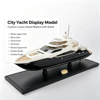 Modèle de yacht urbain personnalisé avec coque noire et blanche et support d'exposition