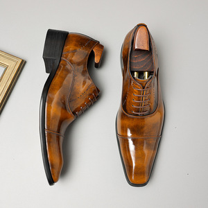Nouvelles chaussures en cuir italiennes faites à la main, décontractées, formelles, avec lacets et semelles rigides, respirantes, antidérapantes, pour l'automne, pour hommes - Product Image 4
