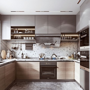 Cuisine italienne haut de gamme sur mesure, armoires de cuisine de luxe, modernes, entièrement peintes en blanc, en stratifié, en kit, porte personnalisée - Product Image 2