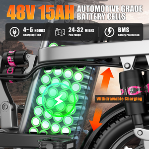 <span class=keywords><strong>Vélo</strong></span> électrique pliable KLEIN 500W 48V 15AH avec batterie au lithium pour adultes, style mini, moteur roue arrière, pneus larges, <span class=keywords><strong>porte</strong></span>-bagages arrière - Product Image 3