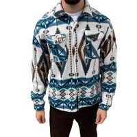 2025 Vintage aztèque Jacquard varsity vestes pour hommes coupe ample automne revers hauts motifs imprimés géométriques avant Logo en gros