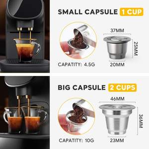 Capsules de café réutilisables en acier inoxydable, dosettes d'<span class=keywords><strong>espresso</strong></span> pour dosettes métalliques rechargeables, <span class=keywords><strong>dosette</strong></span> réutilisable en acier inoxydable avec joint d'étanchéité - Product Image 4