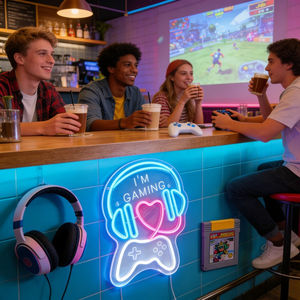 Lumière d'ambiance à thème e-sport, néon RVB en forme de cœur, pour casque et manette de jeu, décoration de bureau pour salle de gaming et streaming en direct - Product Image 3