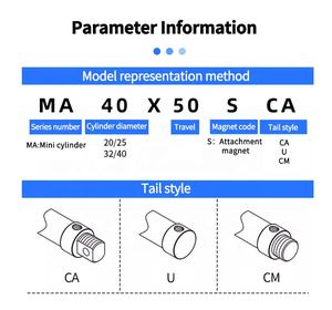 Edelstahl-Pneumatik zylinder der MA-Serie Doppel-/einfach wirkende Mini-Luft-PT/NPT-Anschluss bohrung Größen 16/20/25/32/40mm - Product Image 5