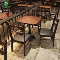 Chaises de table à manger rétro américaines en bois massif pour café, restaurant et café-Mobilier commercial pour les entreprises de style occidental