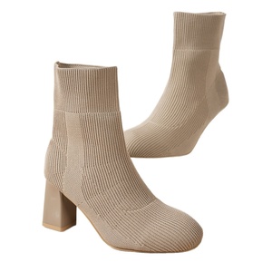 Bottes pour femmes à <span class=keywords><strong>talon</strong></span> épais et bout carré, respirantes et chaudes, à enfiler, en tissu maillé, Nouvelle collection Printemps-Automne 2025, Tendance Internet - Product Image 5