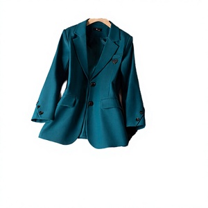 Women Two Piece <b>Blazer</b> and Pants <b>Set</b> Solid Color Long Sleeve Office Casual Wear Autumn Winter - Product Image 3