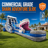 Tobogán Acuático Inflable Resistente Shark Adventure, con Barandilla de Seguridad Completa para Eventos Comerciales y Parques Acuáticos