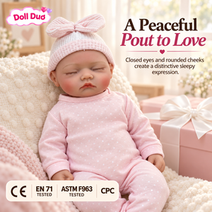 18 inch <b>Silicone</b> <b>Reborn</b> Baby <b>Doll</b> Sleeping Pout Pink Outfit Bow Hat Custom Lifelike Hand Painted Thanksgiving Gift for Kids - Product Image 1