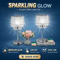 Lampe de table USB moderne à intensité variable en cristal pour salon, bureau, chambre à coucher - Corps en PVC écologique