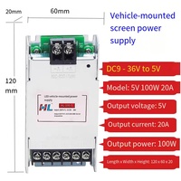 Alimentation électrique DC-DC HL Automotive, sortie 5V, 100W, entrée 12-36V pour écran LED, avec garantie d'un an