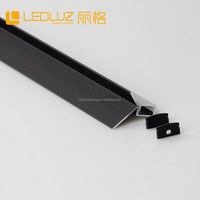 Noir sans bordure 45 °   Profil LED encastré incliné pour plâtre, canal encastré pour cloison sèche pour éclairage de plafond commercial