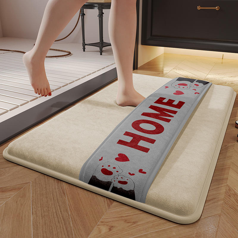 Alfombrilla de baño de espuma viscoelástica - Mejorada con respaldo y diseño de pata de gato