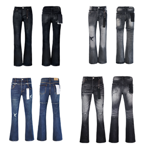 Jeans Streetwear con Logo Ricamato Personalizzato, Pantaloni Retro Skinny a Zampa, Vestibilità Slim per Uomo - Product Image 1