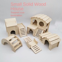 Maison pour hamster en bois à double étage, style dessin animé, avec balançoire, nid et balançoire à bascule, design ours en peluche, pour usage intérieur, jouets pour hamster, artisanat en bois DIY