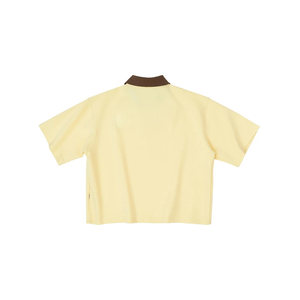 Wholesale Oversized <b>Cropped</b> <b>Polo</b> <b>Shirt</b> with Contrast Collar Casual Short Sleeve Knit Top Summer Preppy Loose Crop <b>Polo</b> - Product Image 2