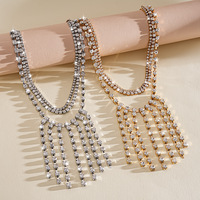 Collier en fer multi-couches avec strass et chaîne en bambou, style européen et américain, pour femme, chic et minimaliste, idéal pour l'été et le quotidien