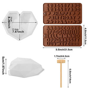 Moldes de Silicona Creativos para Chocolate, Juego de Moldes para Pastel de Varias Piezas, Moldes para Postres con Forma de Corazón de Diamante - Product Image 3