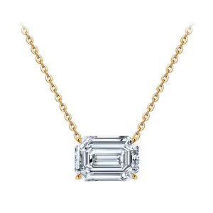 Custom Women Fine Jewelry Simple Emerald Shape Lab Grown Diamond GIA IGI Certified Necklace