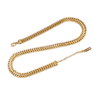 Chaîne en corde de blé plaqué or 18k en acier inoxydable, 7mm de large, 35 + 5cm, collier ras du cou, bijoux tendance - Product Image 1