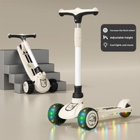 TG-Wholesale Trottinette Pliante pour Enfants 2-8 Ans, Vélo d'Équilibre 3-en-1 avec Roues d'Apprentissage et Poussette Jouet