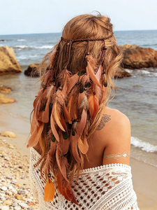 Bandeau en plumes bohème, <span class=keywords><strong>coiffe</strong></span> hippie, costume de bohème, <span class=keywords><strong>coiffe</strong></span> <span class=keywords><strong>indienne</strong></span>, accessoire de cheveux en plumes pour femmes - Product Image 2
