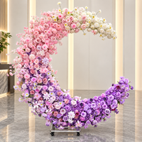 Hochzeitsdekoration Künstliche Blumen Mondbogen-Hintergrund Seidenrosen-Blumenarrangement für Zeremonien, Partys und Events Großhandel Deko