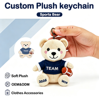 Porte-clés en peluche personnalisé Anoeo, mascotte ours sportif, jouet en polyester, mini poupée mignonne de dessin animé, breloque de sac de fête, vente en gros