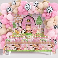 Ensemble de décoration pour fête d'anniversaire d'enfants, toile de fond en papier, nappe, ballons et décorations pour gâteau, fournitures festives