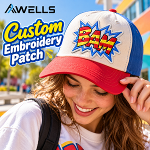AWELLS Applique brodée personnalisée pour sweats à capuche, avec effet éclatant, onomatopée et motif de <span class=keywords><strong>mot</strong></span> de bande dessinée - Product Image 2