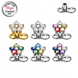 เครื่องประดับเจาะกระดูกไหปลาร้าแบบไมโครเดอร์มอล รูปดอกไม้ ทำจากไทเทเนียมเซอร์โคเนียม 14G ตามมาตรฐาน ASTM F136 แบบสั่งทำพิเศษ - Product Image 1