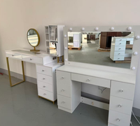Commode moderne en bois MDF noir, meubles de chambre à coucher, table à miroir coulissante, table de maquillage solide, ensemble de bureau