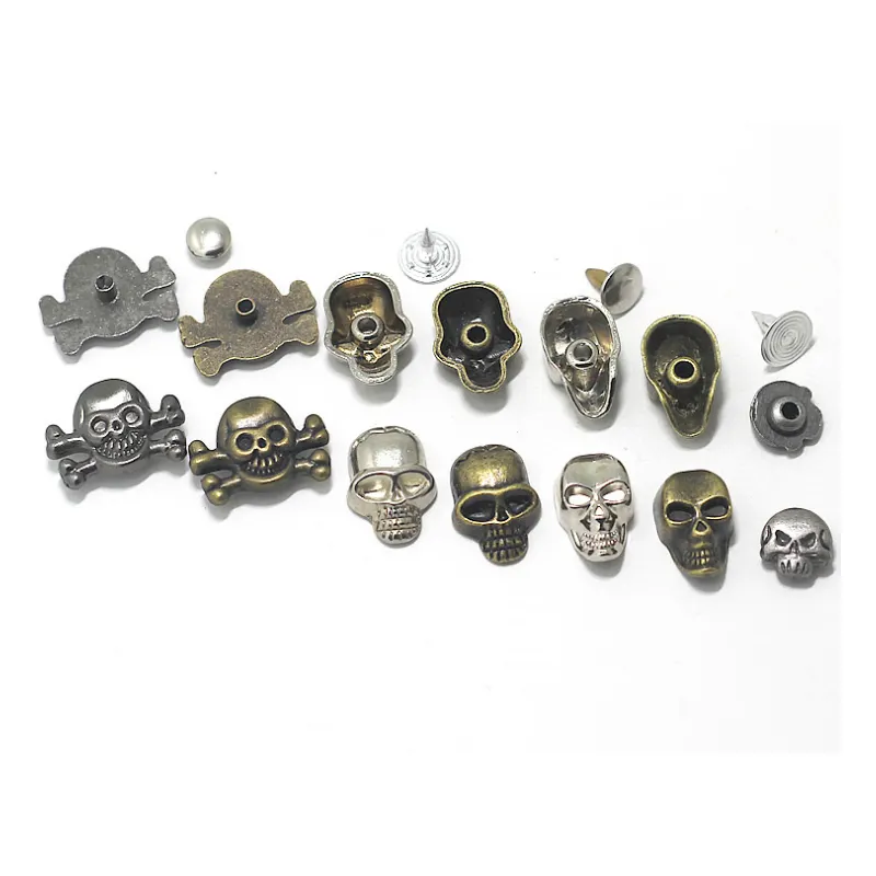 3D Decorations Antique Sewing Metal Cross Bone Skull Buttons for Denim Clothes Jacket Shirt Bracelet