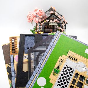 Hamaileon - Casa de Flores de Cerezo Japonesa Ecológica para Hacer Uno Mismo, Rompecabezas de <span class=keywords><strong>Madera</strong></span> 3D, Kit de Casa de Muñecas <span class=keywords><strong>en</strong></span> Miniatura, Luces LED, Manualidades, Regalos - Product Image 4