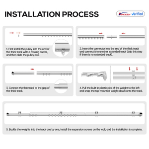 Aroddy 29-108 inch Rèm cực bài hát & phụ kiện Rod và plafond núi đường ray theo dõi đôi Rèm cực bài hát - Product Image 5