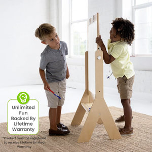 Chevalet en bois réglable en hauteur pour enfants, <span class=keywords><strong>tableau</strong></span> noir pour dessin et peinture, idéal pour la salle de jeux - Product Image 2