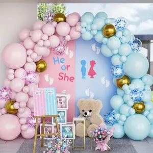 Vendita calda 122 pezzi di genere per feste blu rosa kit arco palloncino con palloncini di paillettes per bambini e ragazze decorazione per feste di compleanno