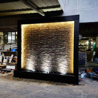 Fontaine murale d'extérieur pour jardin, en acier inoxydable, avec rideau lumineux LED RGB pour la décoration paysagère
