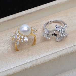 Anillo Abierto de Plata S925 JG5324, Soporte Vacío de Lujo para DIY, para Mujer, para Perlas de 11-12 mm, Accesorios para Joyería - Product Image 1