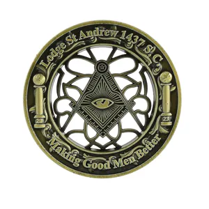China manufacturer custom metal enamel 3d blank solid brass snake masonic freemason challenge coins for laser