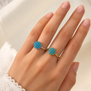 Anello regolabile a forma di fiore colorato con apertura, design alla moda, gioiello da indossare tutti i giorni per le donne - Product Image 2