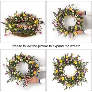 <span class=keywords><strong>Couronne</strong></span> décorative 24 "<span class=keywords><strong>Couronne</strong></span> <span class=keywords><strong>de</strong></span> lavande marguerite Belle <span class=keywords><strong>couronne</strong></span> artificielle <span class=keywords><strong>de</strong></span> printemps et d'été pour porte d'entrée ou décoration intérieure - Product Image 2