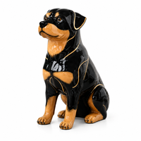 Urne funéraire distinctive en forme de chien, figurine en céramique de Rottweiler avec ligne dorée, statue commémorative décorative, cercueil