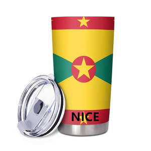 Gobelet isotherme réutilisable en acier inoxydable de 20 oz, anti-fuite, avec drapeau de la Grenade, design personnalisé, pour la maison, le bureau, le sport et comme souvenir - Product Image 1