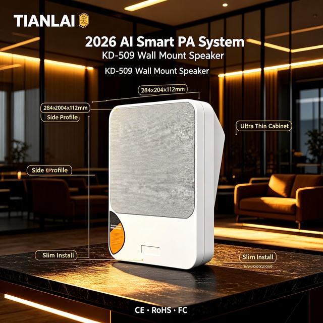 KD509 Ultra Thin Wall Mount Speaker 30-40W 70V-110V Constant Voltage PA Wall Speaker for Shop Office Classroom