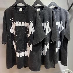 T-shirt vintage lavé 100% coton pour hommes personnalisé noir imprimé surdimensionné 250g tissu poids solide Type de motif - Product Image 5