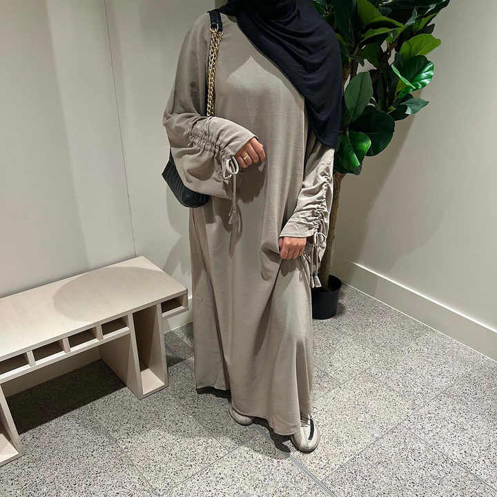 Modest Muslim Women's Arabic Script Abaya - 70014 Black